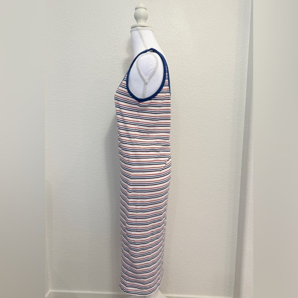 Zara Trafaluc Striped Midi Tank Dress Navy Red White Ribbed Scoop Neck NWT L - Picture 3 of 5